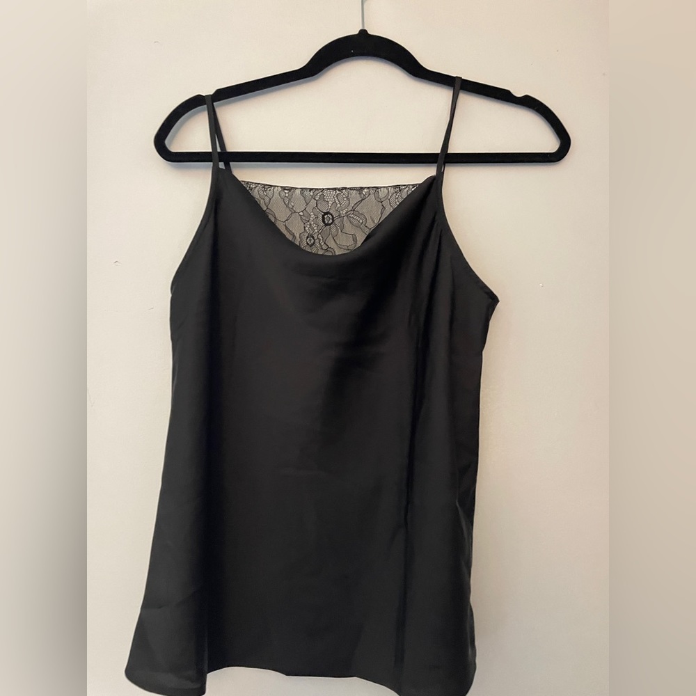 NWT - Loft - Sz XS, Black Cami w lace accent